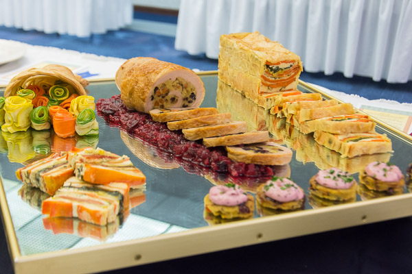 Second place in Advanced Garde Manger was awarded to Melyce E. Kenyon and Bridget M. Callahan for their “Thanksgiving Harvest” spread, …