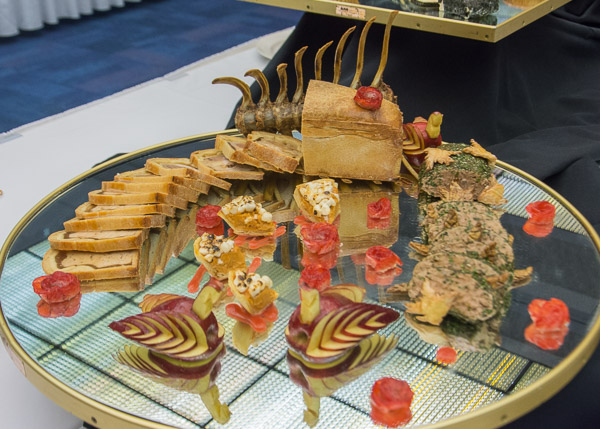 - … with a “Four Seasons” menu of lamb loin en croute with pork mousseline and flaky brioche dough, strawberry roses, apple birds, sweet coulis, venison mousseline with brioche leaves, and sweet potato casserole in a flaky pastry with toasted marshmallows.