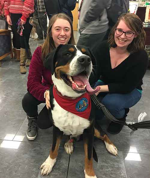 Visiting therapy dogs keep the test anxiety at bay.