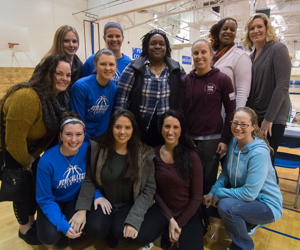 Former Wildcats return to Bardo Gymnasium on Saturday. Back row, from left: Casey L. Braun, Erica L. Logan, Rosemary E. Crowell and Brandy L. Fenstermacher. Middle row, from left: Jamie L. Steer, Erin C. (Mahoney) Heap, Lou Shar M. Robinson and Misty L. Cooper. Front row, from left: Chelsea M. Burger, Danielle M. Mowery, Alison K. VanMetter and Sara J. (Smith) Crum.