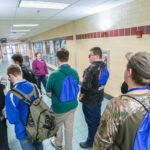 Conference participants are led on a campus tour by Sarah R. Shott, coordinator of admissions operations.