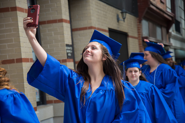 An on-the-go selfie captures the morning's top story, as it happens.