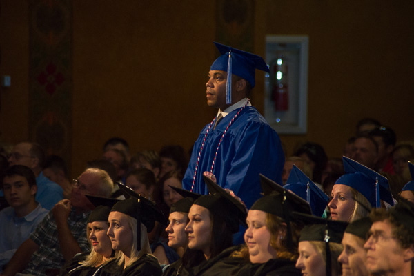 It's always a solemn moment when the college president asks student veterans to stand and be honored.