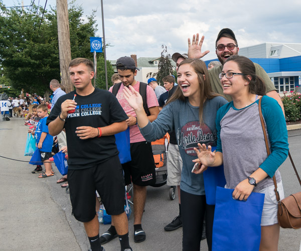 Friendly faces greeted Penn College passersby at a reserved viewing area for faculty, staff and students.