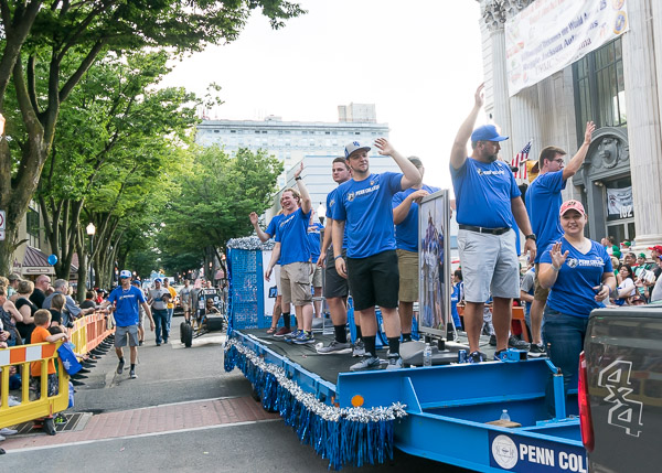 Greeting fans near the Lycoming County Visitors Bureau
