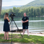 Along the shore of the Susquehanna, WNEP’s Kristina Papa interviews emergency medical services student James A. Babinetz.