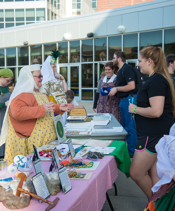 Spinning yarns: Members of the regional chapter of the Society for Creative Anachronism share with students their knowledge of the era’s craft and culture ...
