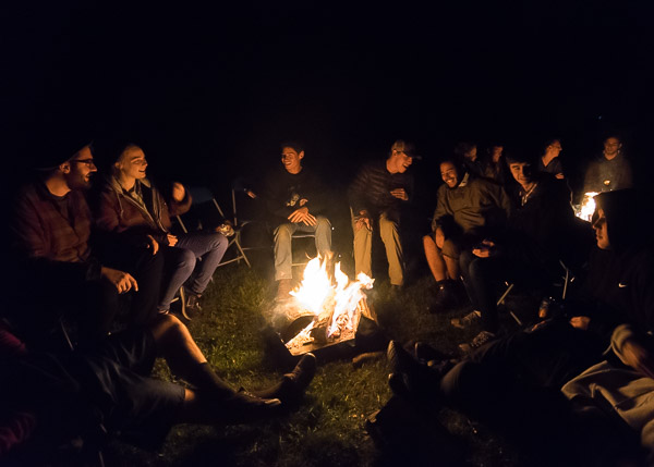 Flames vanquish the fallish chill, warmly encouraging fireside chats.