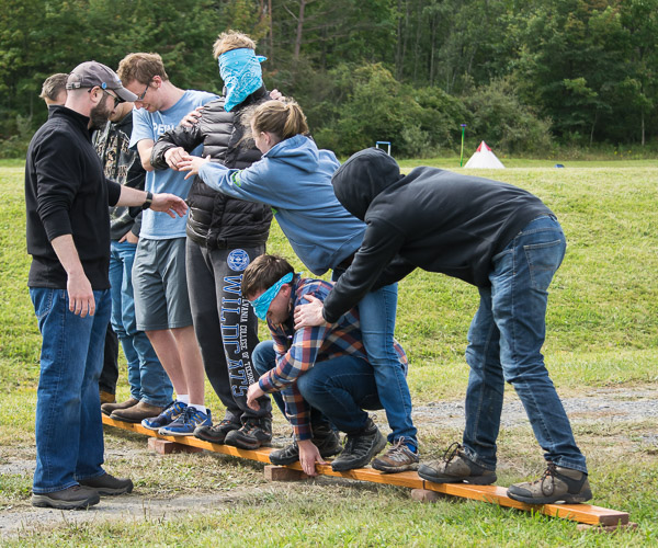 Sal Vitko (left), assistant director of student activities for student organizations/orientation, facilitates a