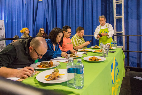 Judges receive and inspect their plates, using their eyes and noses before digging in.