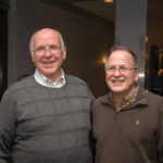 Two luminaries in the college’s graphic arts curricula reunite at the gathering: Dale A. Metzker (left), retired graphic communications faculty and 2002 Master Teacher, and Brian A. Flynn, assistant professor of graphic design.