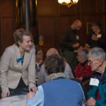 Loni N. Kline, vice president for institutional advancement, chats with Walter and Brenda Klocko, members of The Pillar Society. Walter is a 1957 graduate of Williamsport Technical Institute.