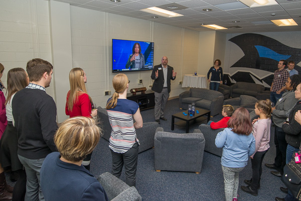Athletics Director John D. Vandevere welcomes guests to the Athletics Lounge.