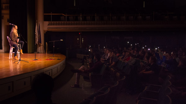 ... met by the swaying radiance of audience members activating and waving cellphone flashlights.