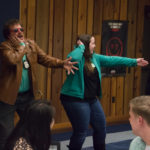 From patron to performer! "Taylor Swift," AKA Felicia R. Hartzler, a graphic design student from Dover, sportingly becomes part of the show.