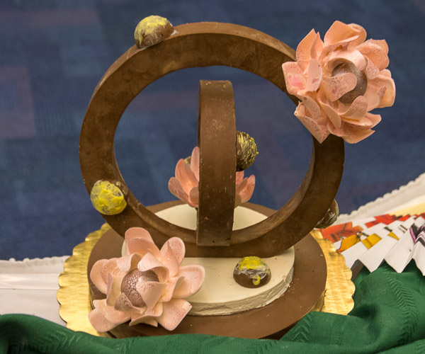 Lotus blooms adorn a chocolate work by Erica L. Breski, of Harrisburg.