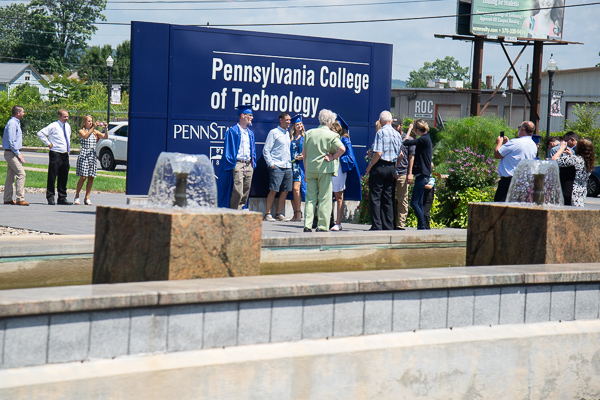 The college’s entrance sign is always a hot spot for after-ceremony photos.