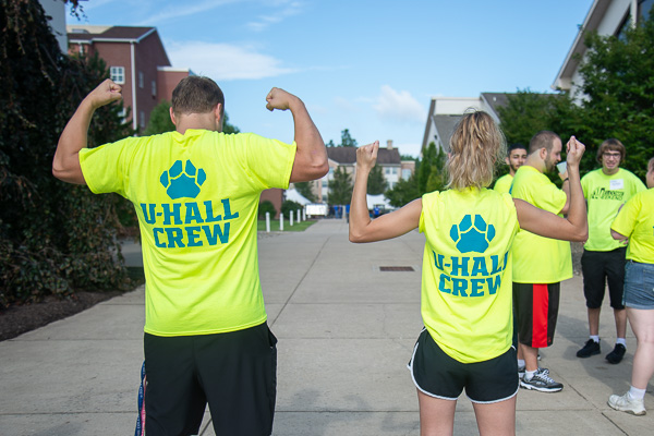 Showing off their move-in muscles: the U-Hall Crew!