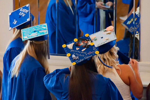 A last look in the mirror ensures everything's as it should be for the big event.