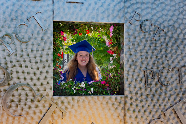 The PCT-embossed floral wall makes for an elegant frame of reference.