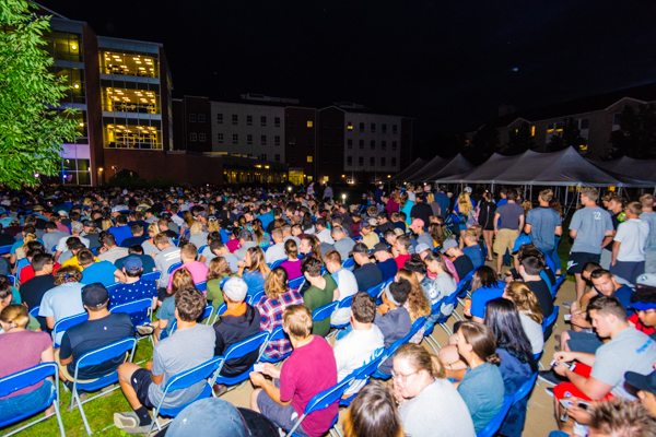 Student Activities placed a winning bet that afternoon rain would move out by nightfall, allowing for convocation to be comfortably held outdoors.