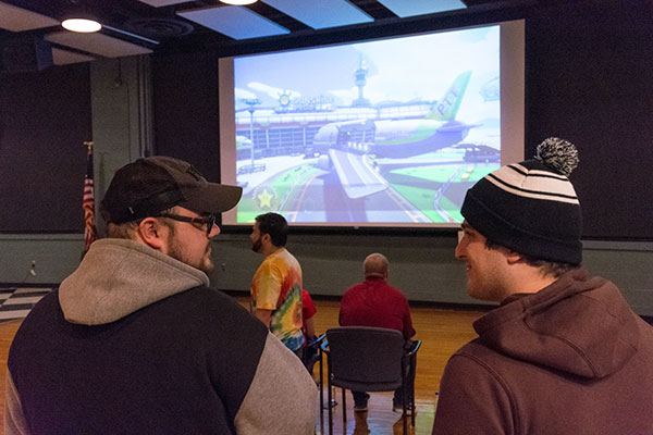 Enjoying the video-game portion of Hall-o-Wars