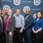 Workforce Development personnel welcome officials from the state Department of Labor & Industry. From left are Bruce Jones, assistant regional director, PA CareerLink Lycoming County; Thomas Fry, industrial technology specialist; Shannon Munro, vice president for workforce development; Chris Ray, executive director, business development; Eric Ramsay, director of the state Apprenticeship and Training Office; Beth Bittenbender, director, operations/special projects; Gerry Pena, industrial technology specialist; and Jason Zielewicz, director, workforce development at Wellsboro.