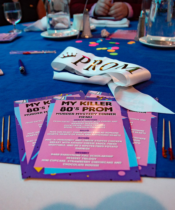 The prom theme carries over to the table setting.