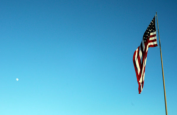 Moonrise in the southeastern sky signals the end of another Flag Day observance.