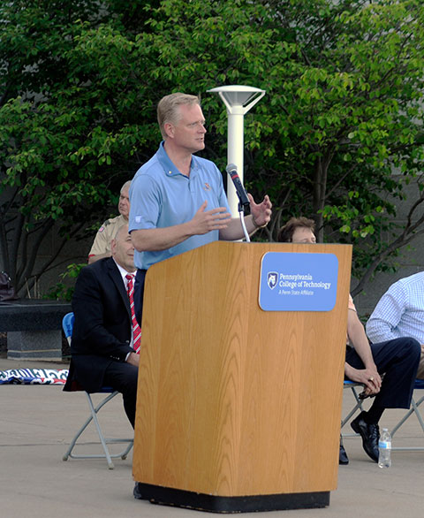 Newly elected U.S. Rep. Fred Keller (R-Middleburg) was among those offering remarks. Also on the dais were Lycoming County Commissioners R. Jack McKernan, Tony R. Mussare and Rick Mirabito; and Williamsport Mayor Gabriel K. Campana.
