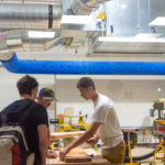 Students work on personal projects in the collaborative space.