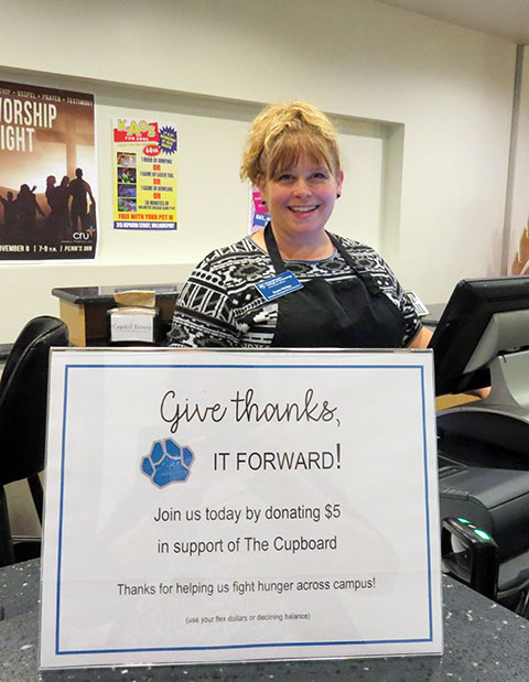 Dining Services manager Susan M. Phillips, a friendly face on a vital mission