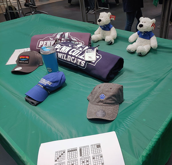 Penn College prizes await the winners of Tuesday night's bingo extravaganza in CC Commons.<br />