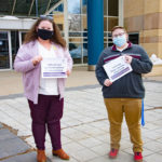 Sammie L. Davis (left), coordinator of diversity and student engagement, joins intern Cameron K. Ramsey, an applied human services student from Emporium, in the fight for parity.
