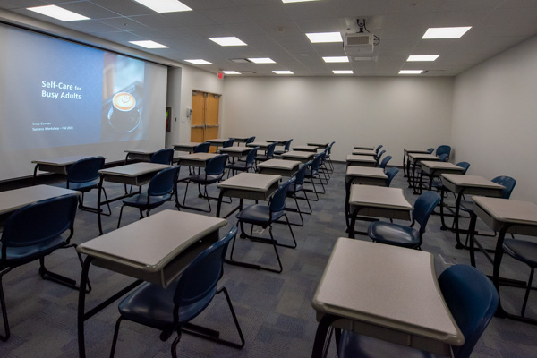 A spacious meeting room accommodates helpful information sessions, including this