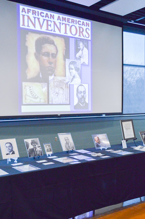 A looping video highlights important inventors and how their creations changed lives.