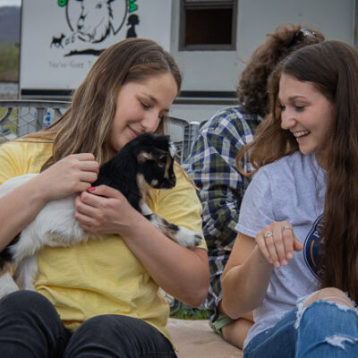 Latricia Rae Yocum (left) and Kathryn Ann Plankenhorn enjoy a therapeutic escape from the demands of their physician assistant studies.