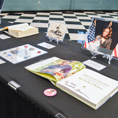 A copy of "American Grown," which promotes good nutrition and documents the White House Kitchen Garden through the seasons, is open to Michelle Obama's signature page.