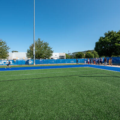 The group visits UPMC Field, an impressive stop on any campus tour.