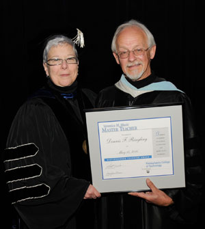 Dennis F. Ringling, recipient of the Veronica M. Muzic Master Teacher Award, with Pennsylvania College of Technology President Davie Jane Gilmour