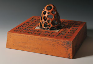 Illuminated Substitution a001 (artist), 2009, earthenware, oxidation lowfire, 7 inches by 11 inches by 11 inches