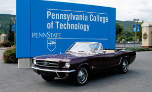 The 1965 Mustang convertible arrives on campus in August for its spring-semester makeover.