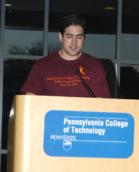 Student Government Association President Andrew S. Wisner delivers remarks.