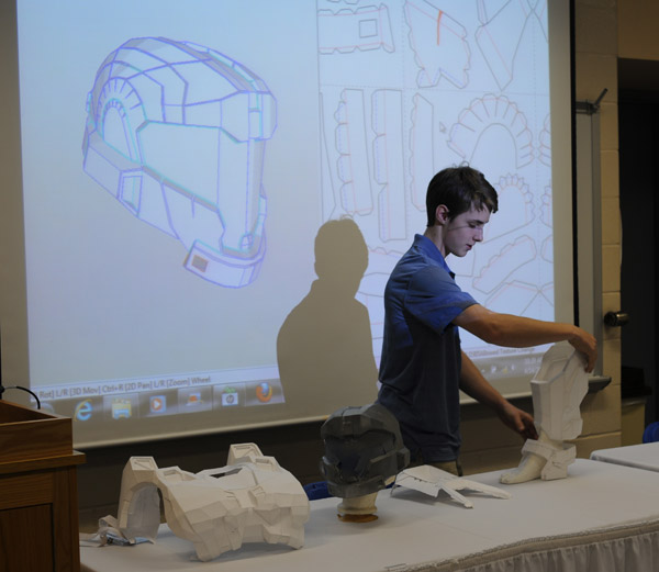 The convention's youngest presenter, Williamsport Area High School's Collin Shableski, details the labor-intensive process of "Creating Your 'Halo' Master Chief Rig."