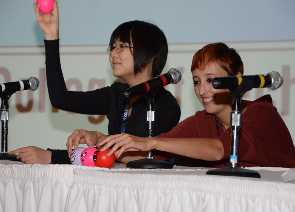 Artists yuumei and Tania del Rio engage the audience during a panel discussion of deviantART's vibrant online community of rising creative talent.