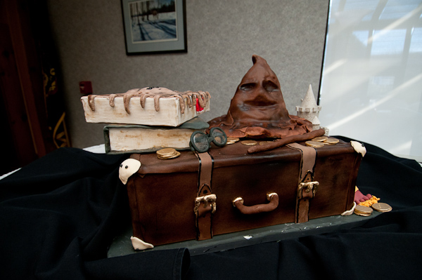 Hogwarts' magical "sorting hat" joins other trappings atop a suitcase, playfully fashioned by Heather N. Ferguson, of Northumberland. Her cake won the People's Choice award, chosen through charitable contributions by patrons; the money will be donated to the Williamsport YWCAs Liberty House.