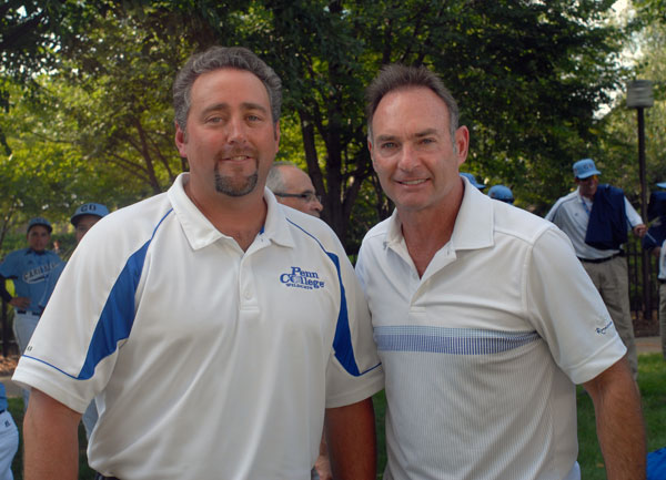 Former major leaguers Chris Howard, Penn College baseball coach (left), and Paul Molitor