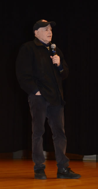 After a screening of his short film, "Handball," Walter Koenig takes audience questions in the auditorium.