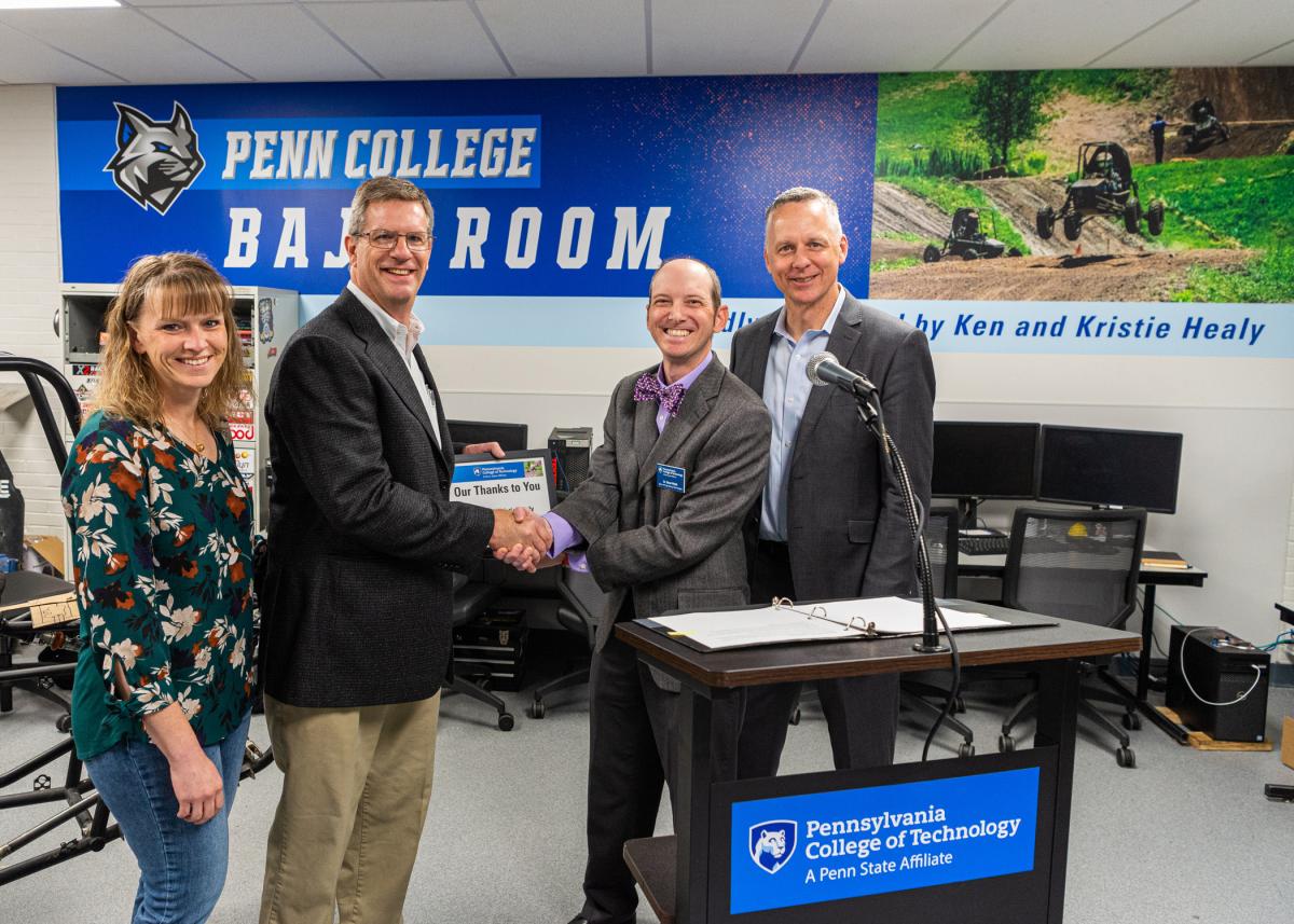 Thanks to the financial support of Ken and Kristie Healy, Pennsylvania College of Technology recently created a dedicated area for its champion Baja SAE team. 