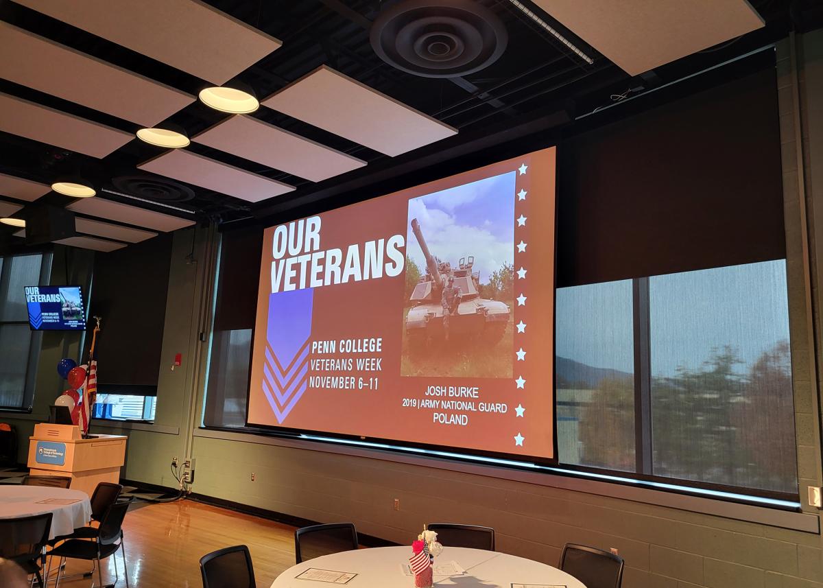 A slideshow of "Our Veterans," which ran throughout the week on campus video screens, greeted brunch guests at Penn's Inn on Friday.